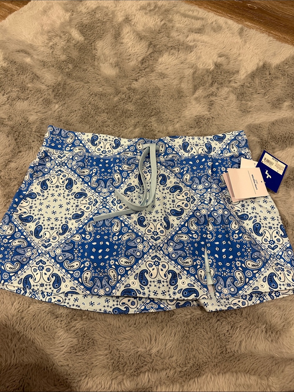 Blue Paisley Print Women’s mid rise skort  with Drawstring joy lab large